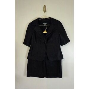 Ann Taylor Fine Italian Fabric Suit Blazer Skirt Mature Work Church Black Sz 6